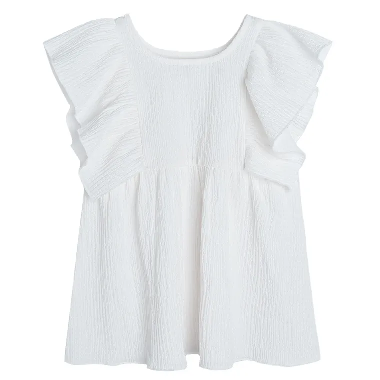 Cool Club, Bluza cu maneca scurta pentru fete, ecru