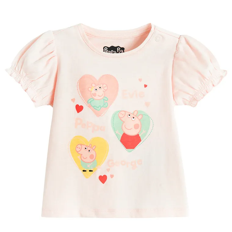 Cool Club, Bluza cu maneca scurta pentru fete, roz, imprimeu Peppa Pig