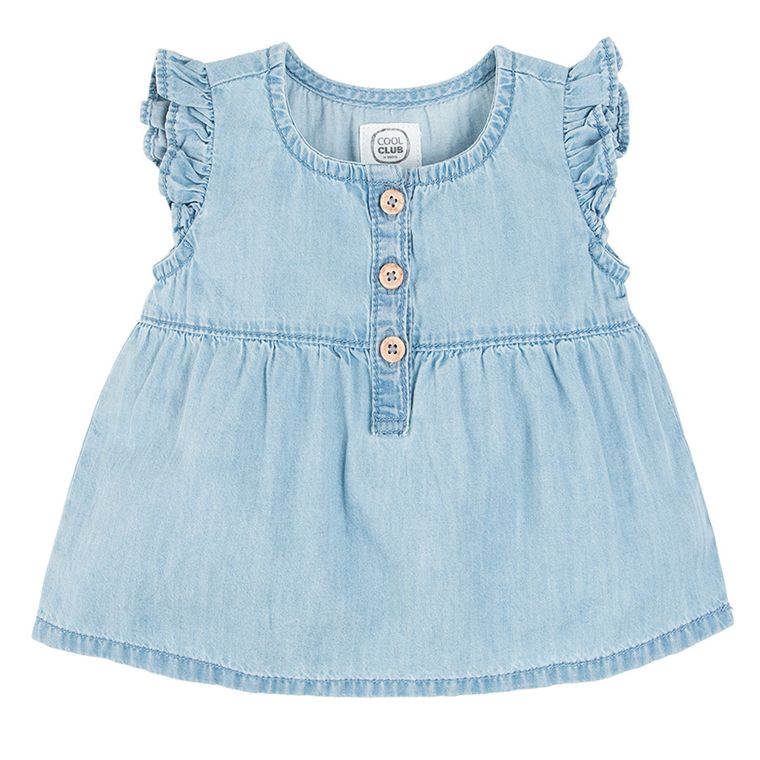 Cool Club, Bluza fara maneci pentru fete, denim, decor nasturi