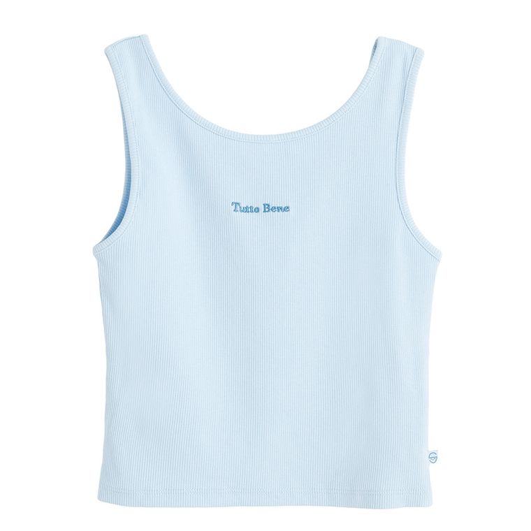 Cool Club, Bluza fara maneci pentru fete, din tricot striat, albastru