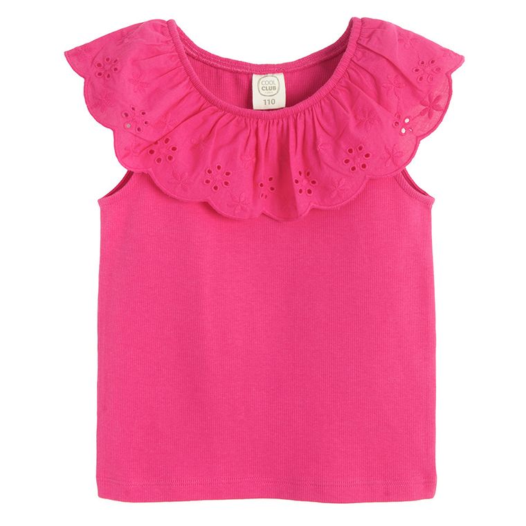 Cool Club, Bluza fara maneci pentru fete, din tricot striat, roz