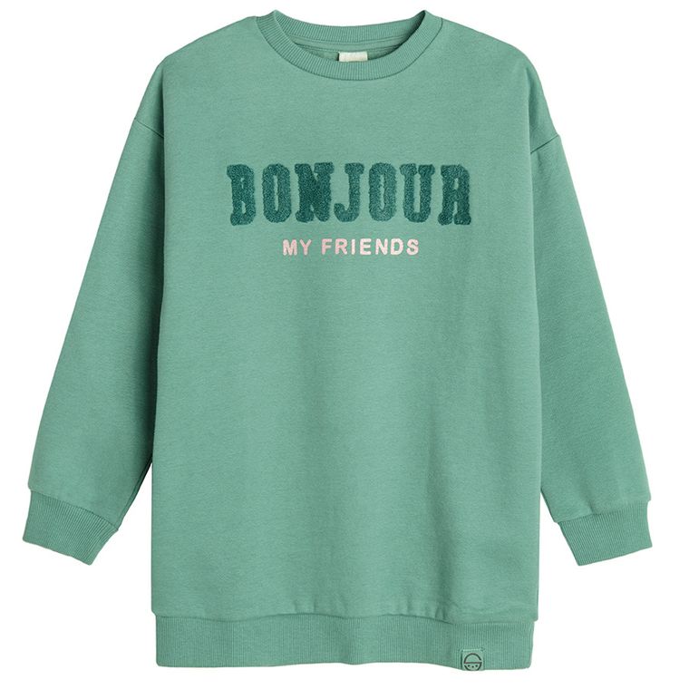 Cool Club, Bluza pentru fete, verde, imprimeu Bonjour my friends