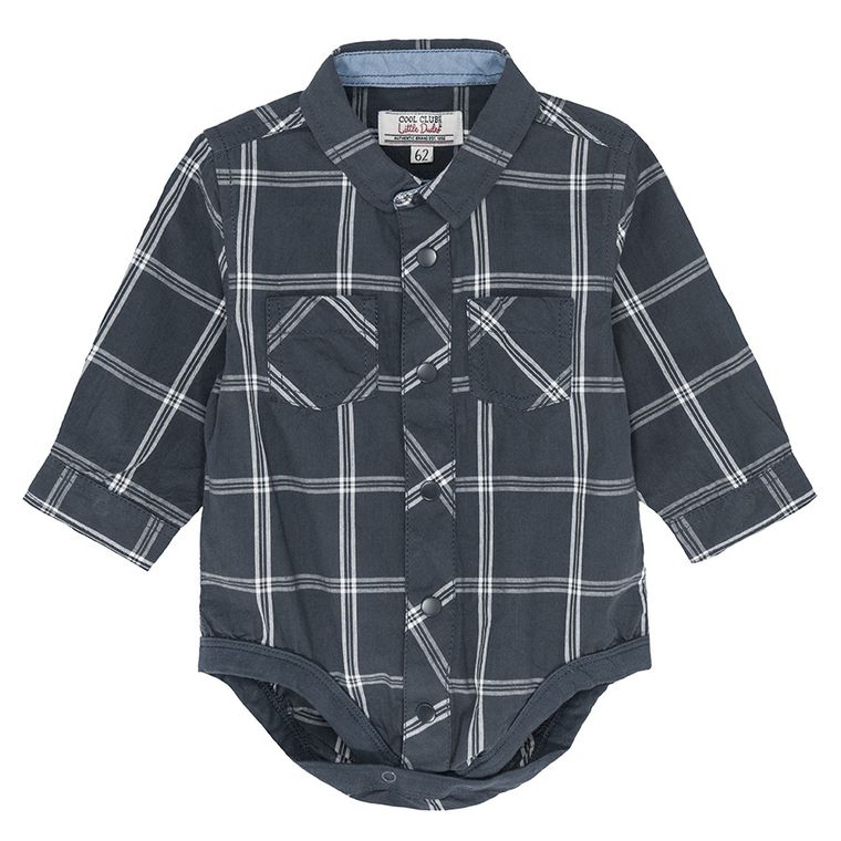Cool Club, Body -camasa cu maneca lunga pentru baieti, bleumarin, in carouri