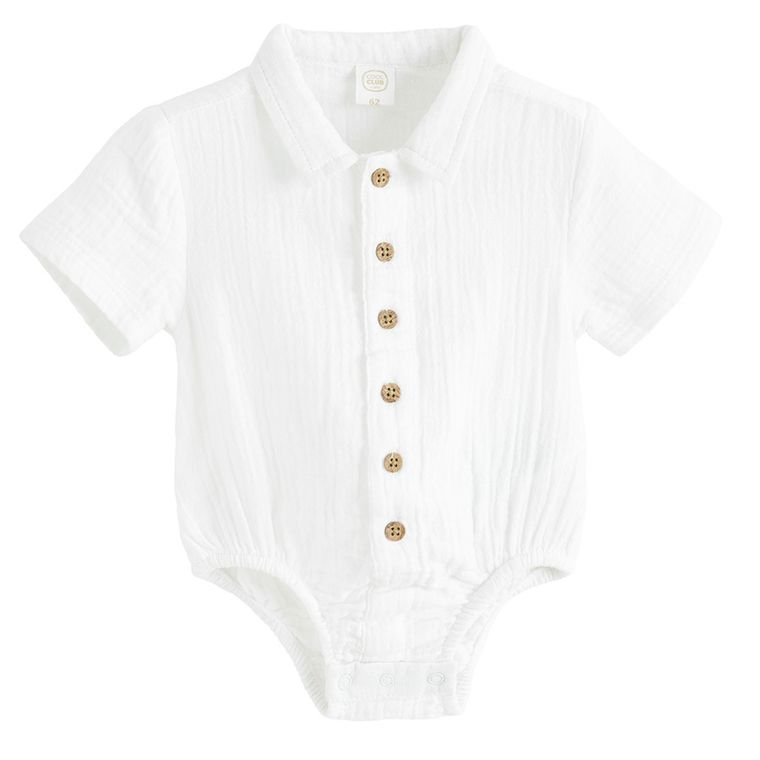 Cool Club, Body-camasa cu maneca scurta pentru baieti, muselina, alb