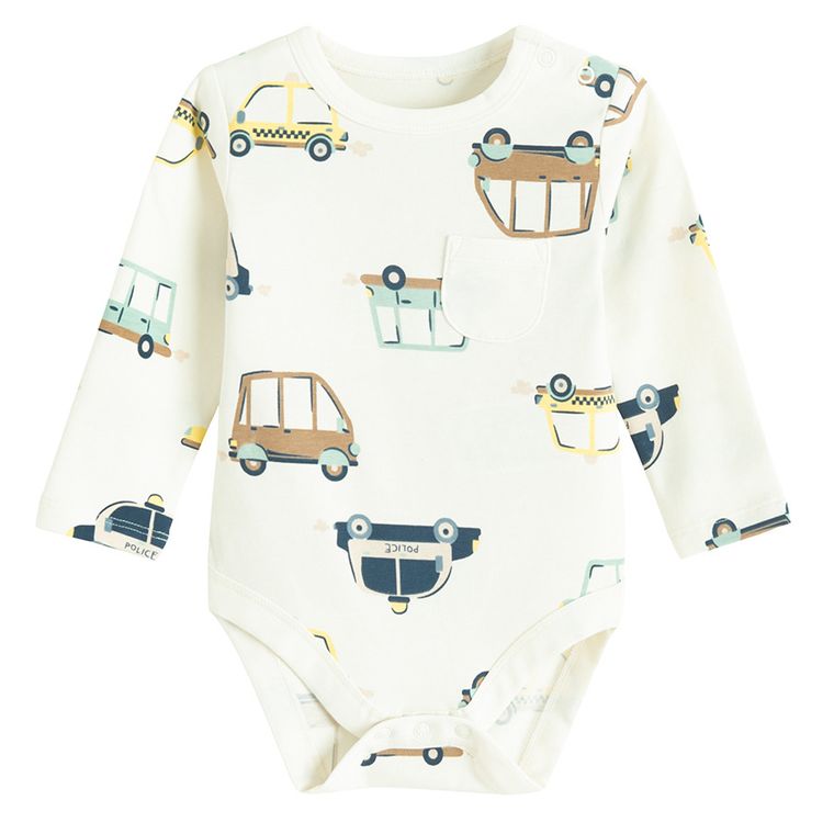 Cool Club, Body cu maneca lunga pentru baieti, ecru