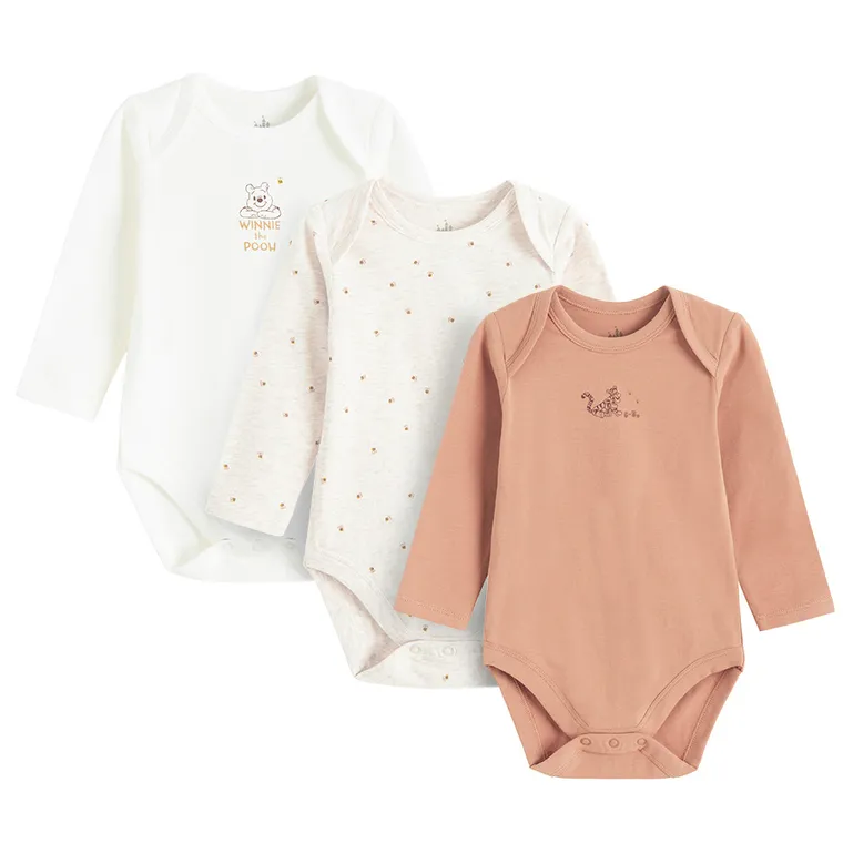 Cool Club, Body cu maneca lunga pentru baieti, mix, set, 3 buc., imprimeu Winnie the Pooh