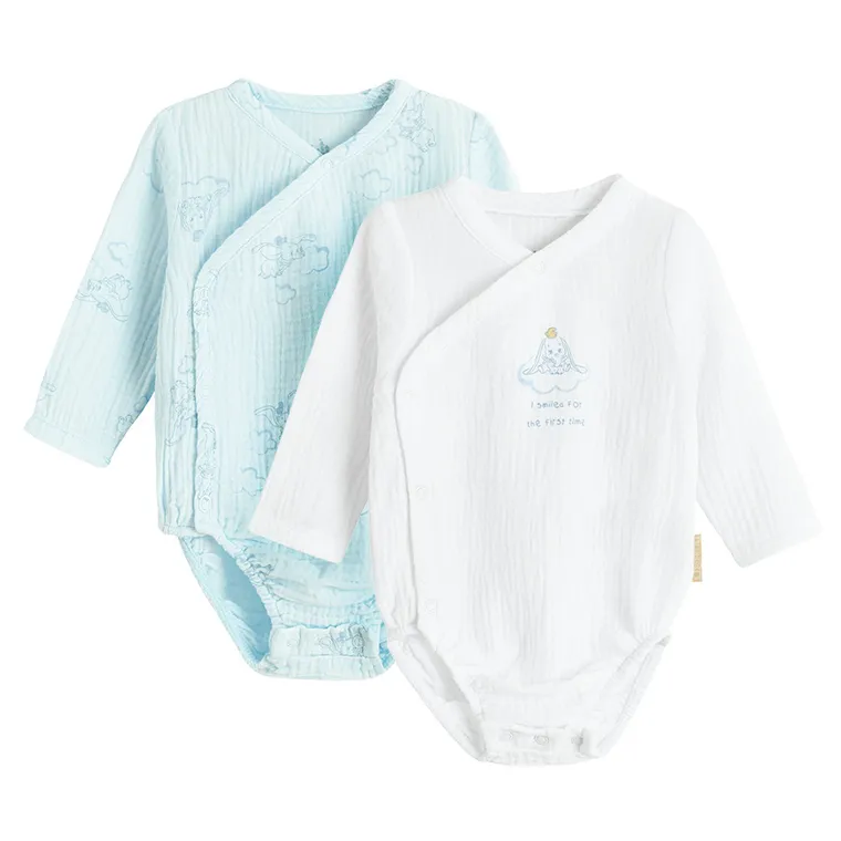 Cool Club, Body cu maneca lunga pentru baieti, muselina, mix, imprimeu Dumbo, set, 2 buc.