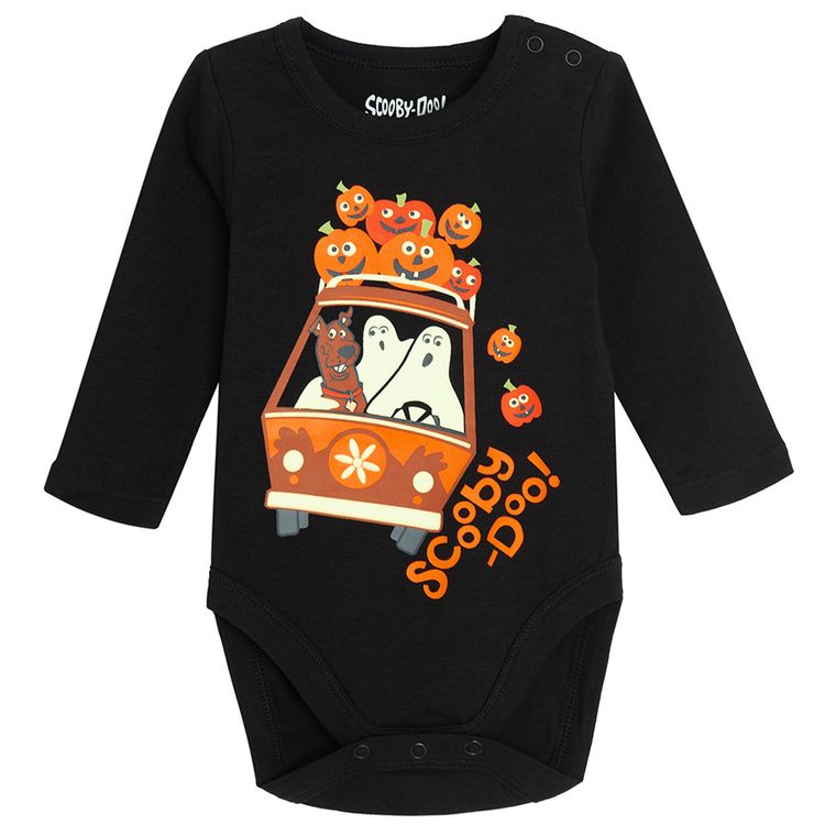 Cool Club, Body cu maneca lunga pentru baieti, negru, imprimeu Scooby-Doo