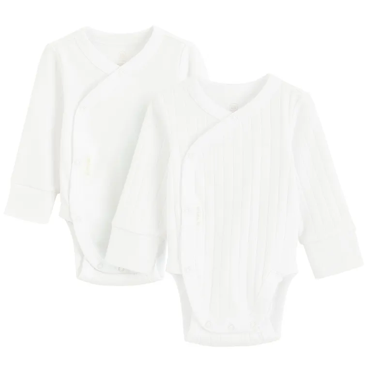 Cool Club, Body cu maneca lunga pentru bebelusi, bumbac organic, alb, set, 2 buc.