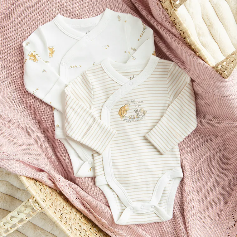 Cool Club, Body cu maneca lunga pentru fete, alb, imprimeu Winnie the Pooh, set, 2 buc.