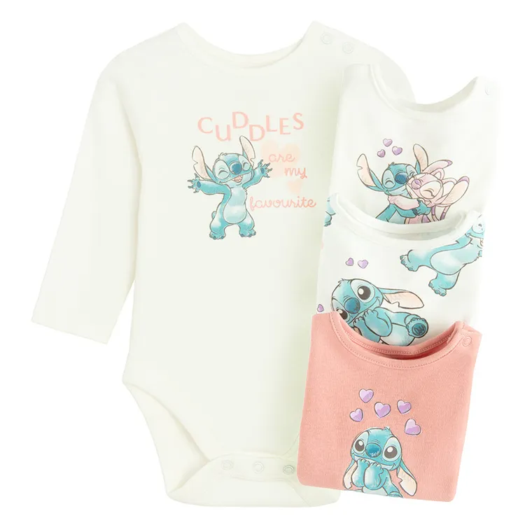 Cool Club, Body cu maneca lunga pentru fete, mix, imprimeu Lilo si Stitch, set, 4 buc.