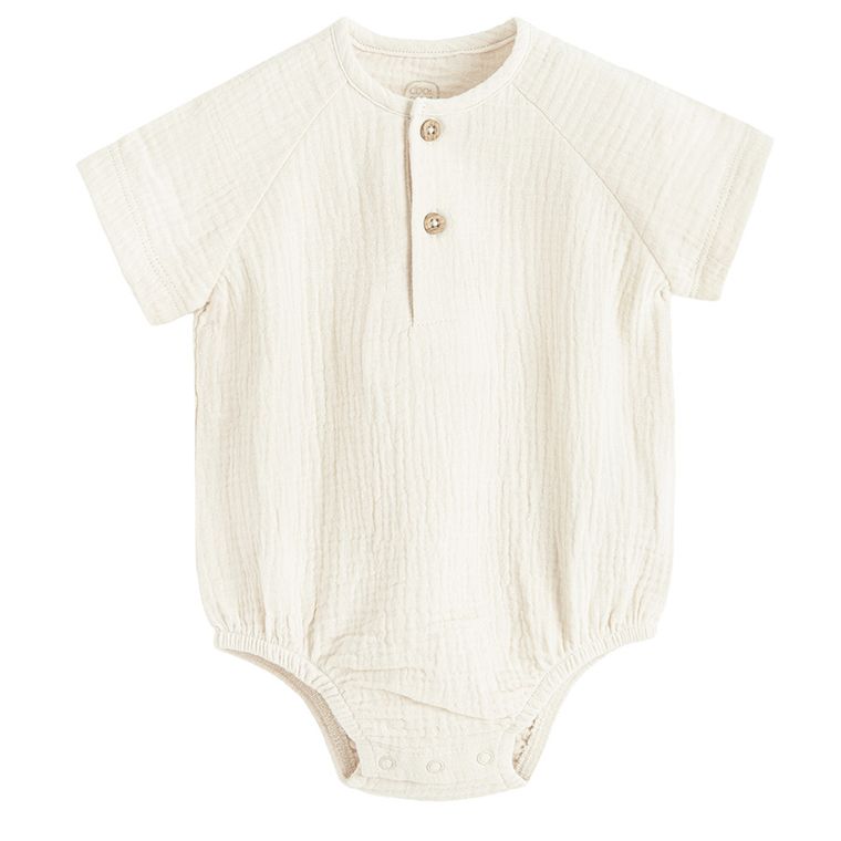 Cool Club, Body cu maneca scurta pentru baieti, muselina, bej