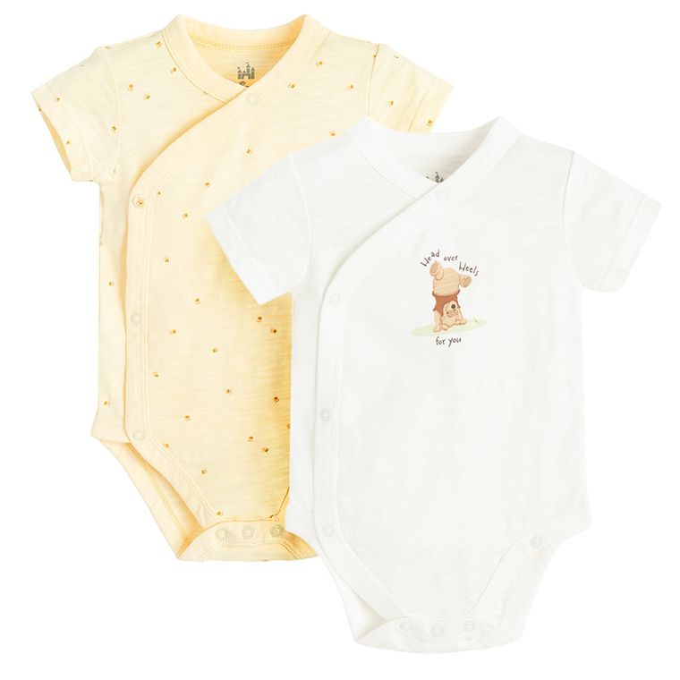 Cool Club, Body cu maneca scurta pentru bebelusi, mix, set, 2 buc., imprimeu Winnie the Pooh