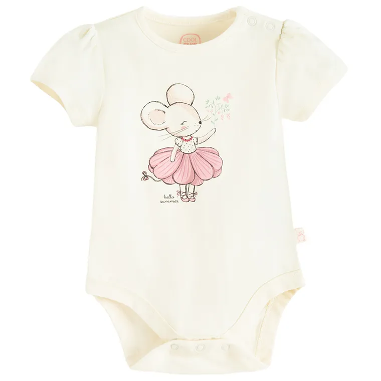 Cool Club, Body cu maneca scurta pentru fete, ecru
