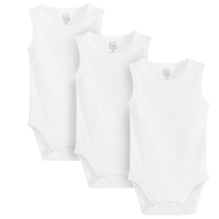 Cool Club, Body fara maneci pentru bebelusi, alb, set, 3 buc.