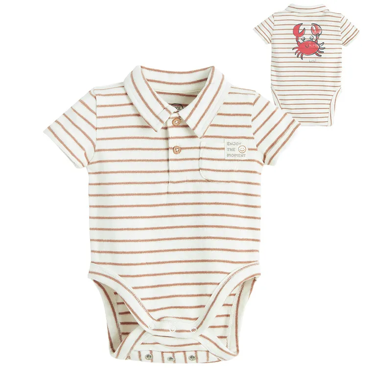 Cool Club, Body polo pentru baieti cu maneca scurta, frotte, bej