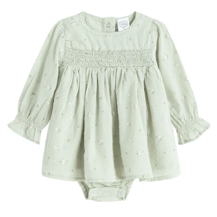 Cool Club, Body-rochie cu maneca lunga pentru fete, verde