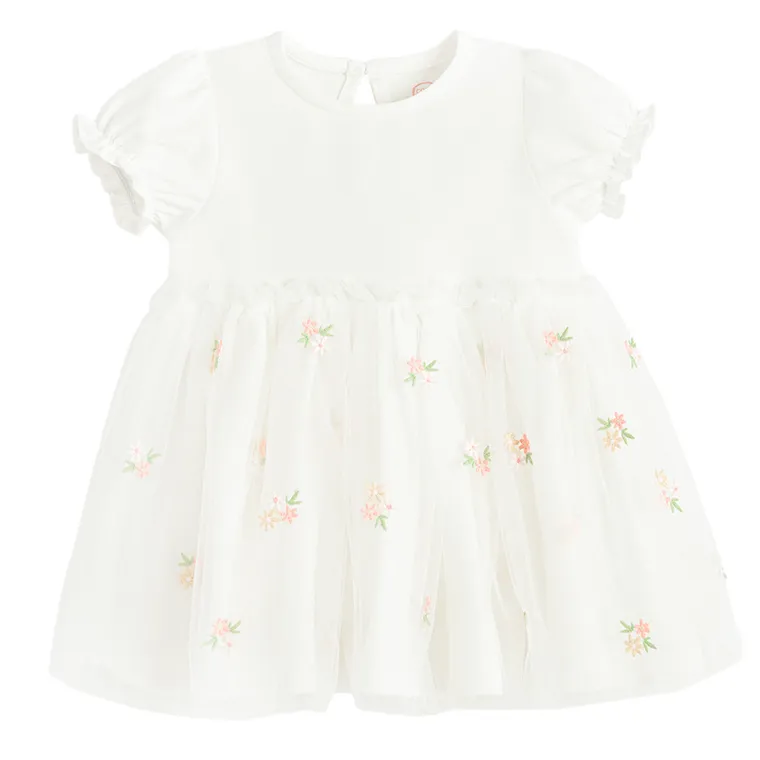 Cool Club, Body-rochie cu maneca scurta pentru fete, alb