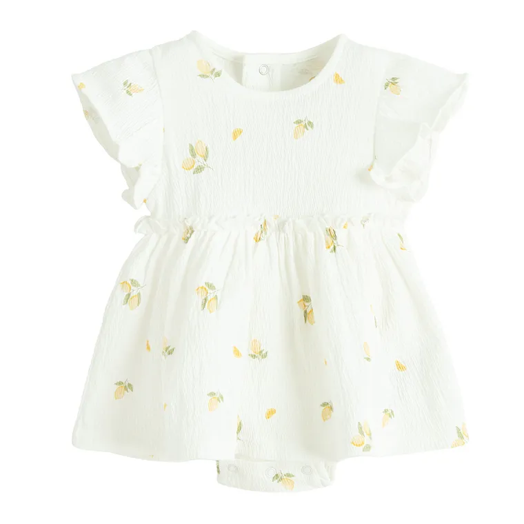 Cool Club, Body-rochie cu maneca scurta pentru fete, alb
