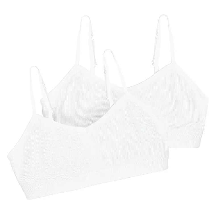 Cool Club, Bustiera pentru fete, din tricot striat, alb, microfibra, set, 2 buc.