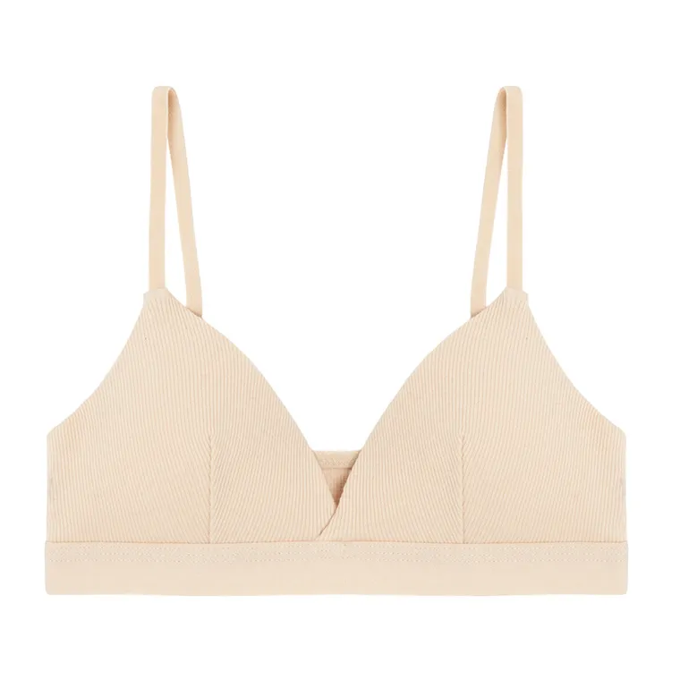 Cool Club, Bustiera pentru fete, din tricot striat, bej