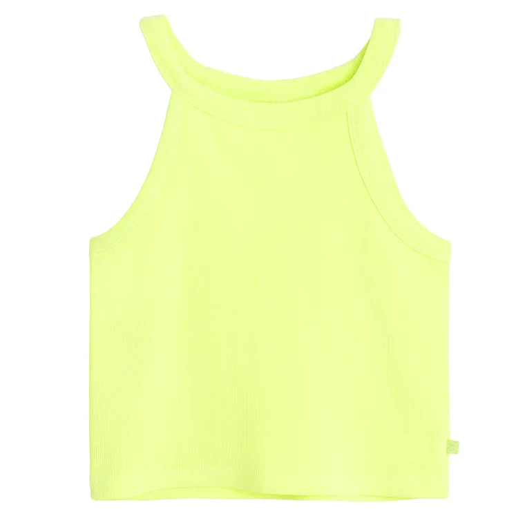 Cool Club, Bustiera sport, din tricot striat, galben