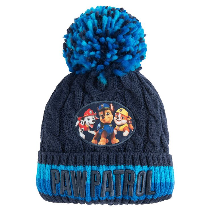 Cool Club, Caciula cu pompon pentru baieti, albastru, imprimeu Paw Patrol
