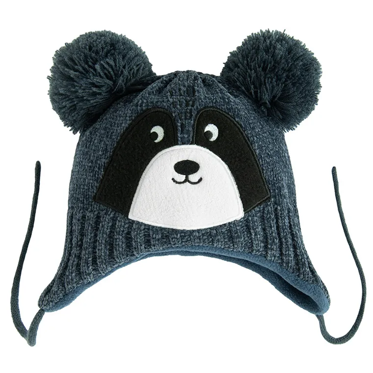 Cool Club, Caciula cu pompon pentru baieti, cu snur, bleumarin