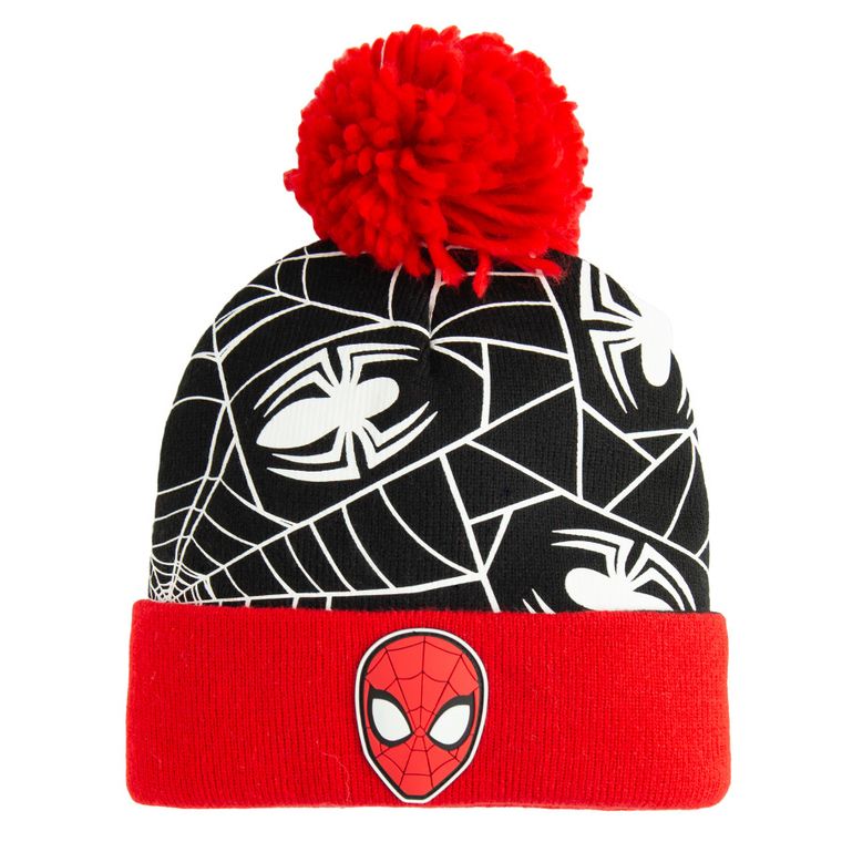 Cool Club, Caciula cu pompon pentru baieti, rosu, imprimeu Spider-Man