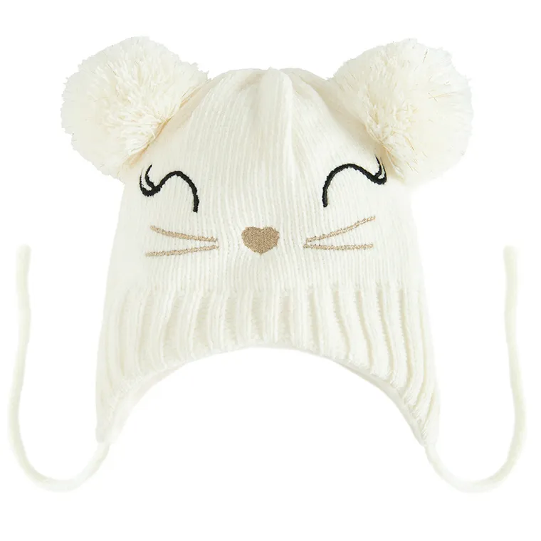 Cool Club, Caciula cu pompon pentru fete, ecru