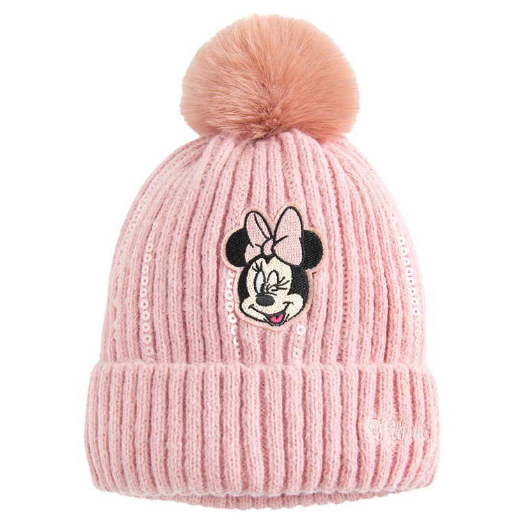 Cool Club, Caciula cu pompon pentru fete, roz, imprimeu Minnie Mouse