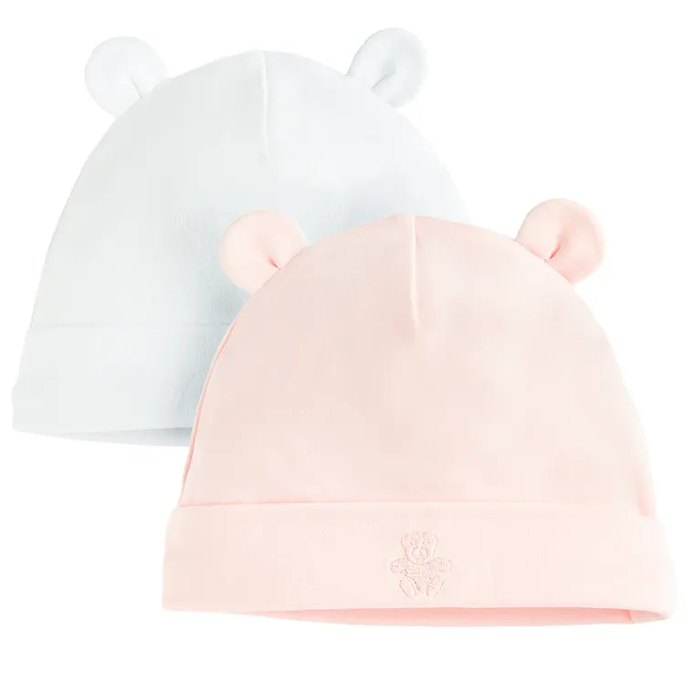 Cool Club, Caciula fete, roz deschis si alb, set 2 buc.