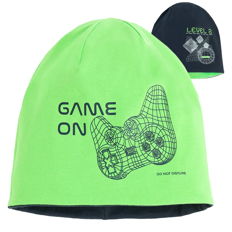 Cool Club, Caciula pentru baieti, cu doua fete, bluemarin-verde