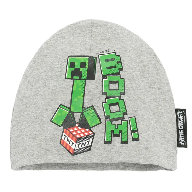 Cool Club, Caciula pentru baieti, gri, imprimeu Minecraft