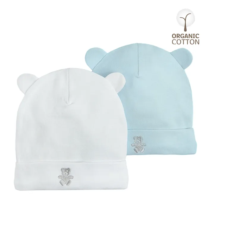 Cool Club, Caciula pentru bebelusi, alb, albastru deschis, set 2 buc.