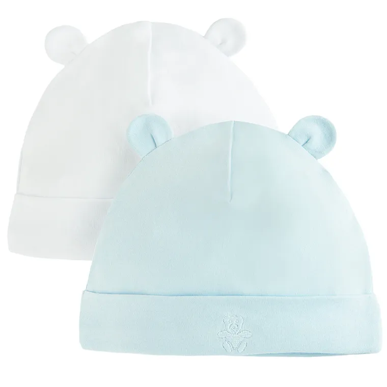 Cool Club, Caciuli pentru baieti, culoare albastru deschis si alb, set 2 buc.