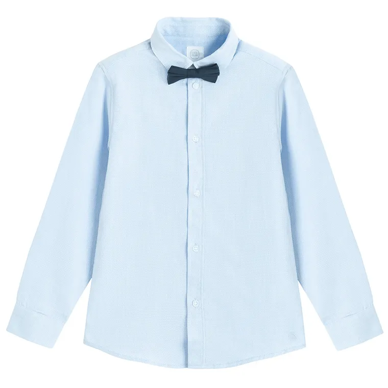 Cool Club, Camasa cu maneca lunga pentru baieti, slim fit, Papion, albastru