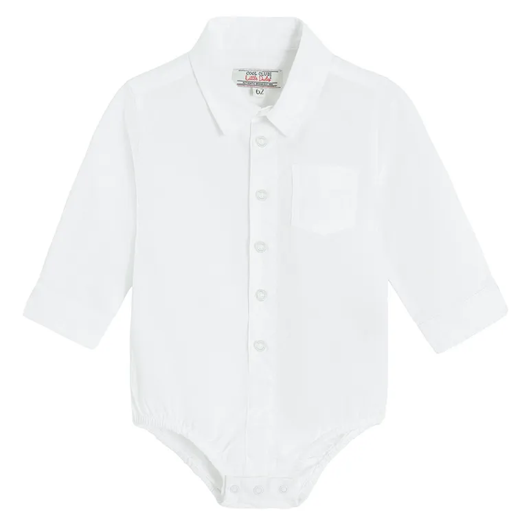 Cool Club, Camasa tip body cu maneca lunga pentru baieti, alb
