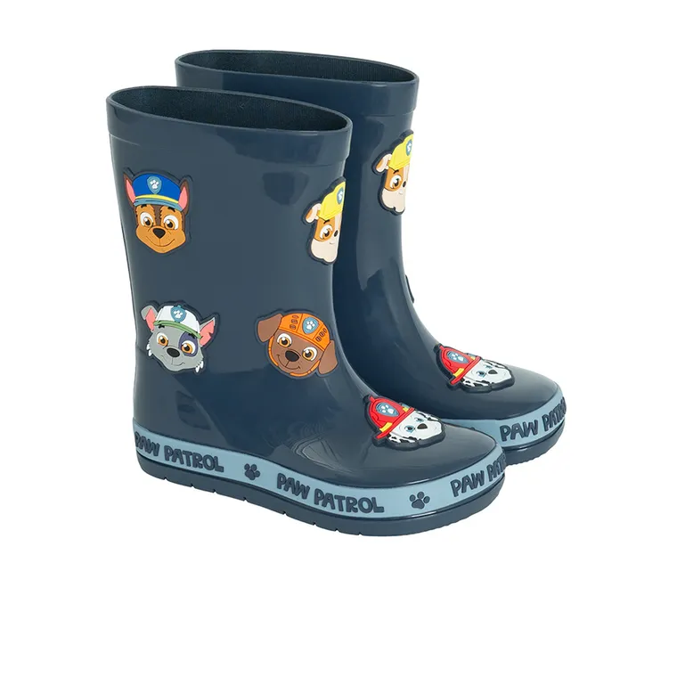 Cool Club, Cizme de cauciuc pentru baieti, albastru, talpa Barefoot, imprimeu Paw Patrol