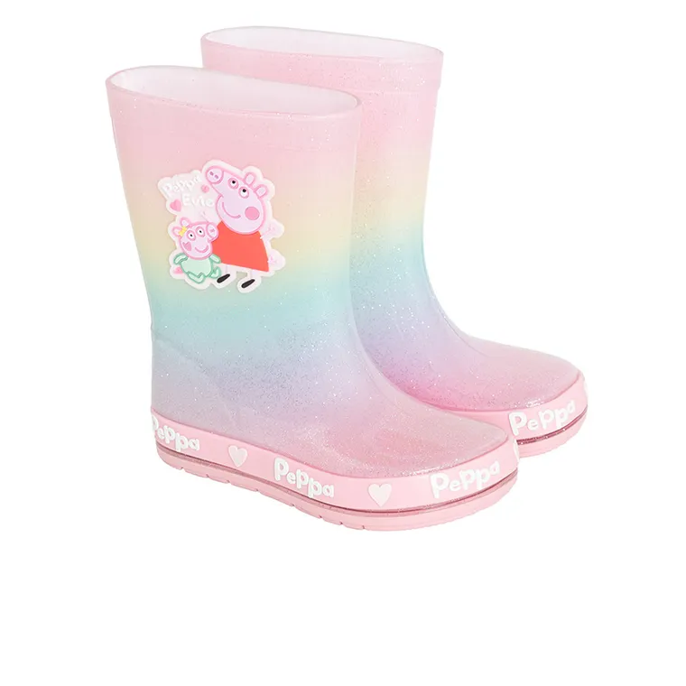 Cool Club, Cizme de cauciuc pentru fete, roz, talpa Barefoot, imprimeu Peppa Pig