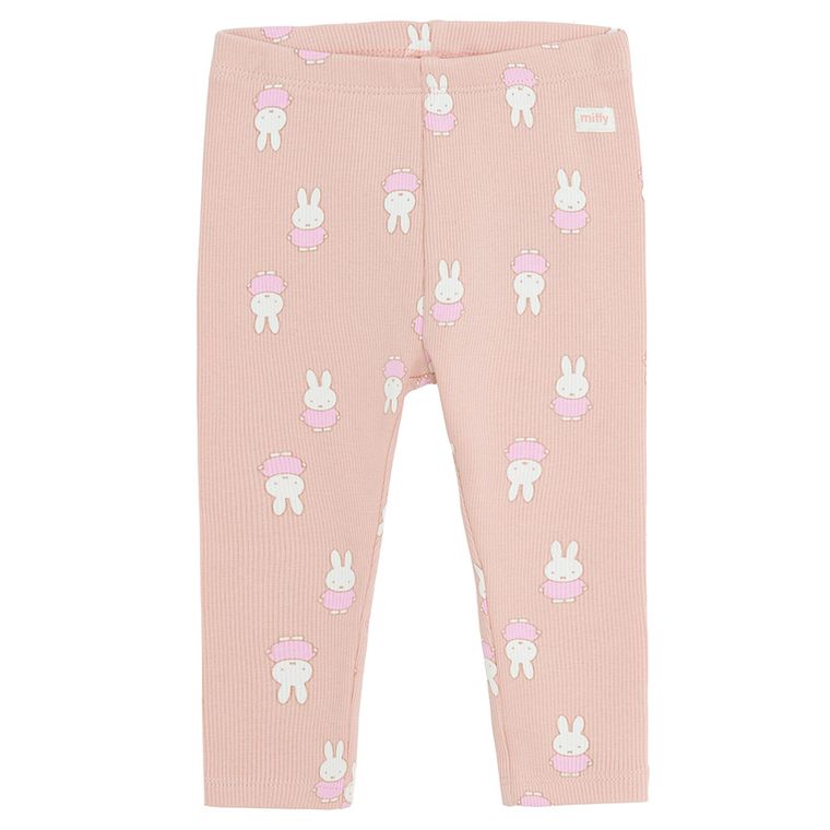 Cool Club, Colanti pentru fete, din tricot striat, roz, imprimeu Miffy