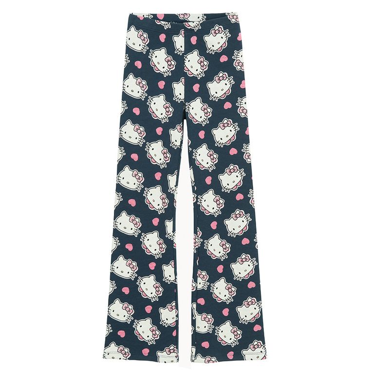 Cool Club, Colanti pentru fete, flare, din tricot striat, albastru, imprimeu Hello Kitty