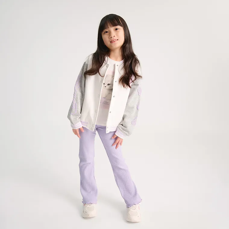 Cool Club, Colanti pentru fete, flare, din tricot striat, violet