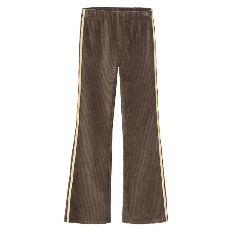 Cool Club, Colanti pentru fete, flare, velur, din tricot striat, maro