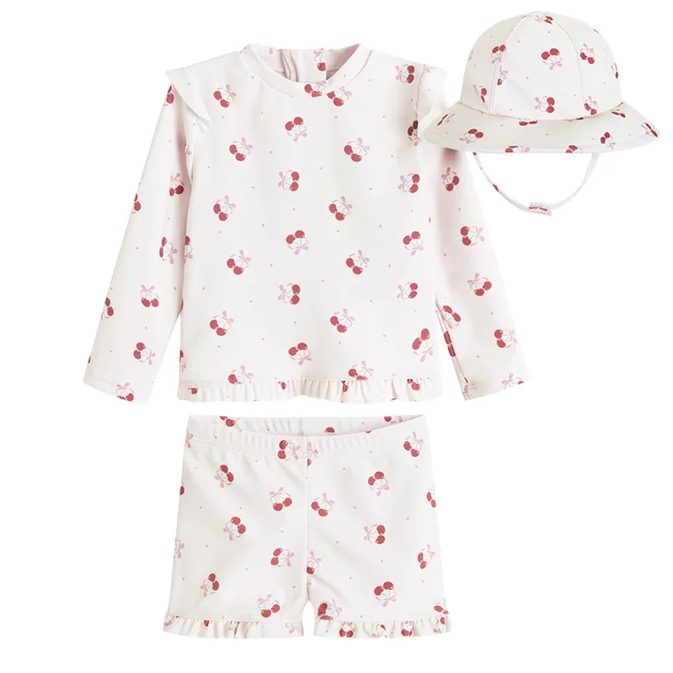 Cool Club, Costum de baie din doua piese pentru fete, Palarie, UV 50, roz