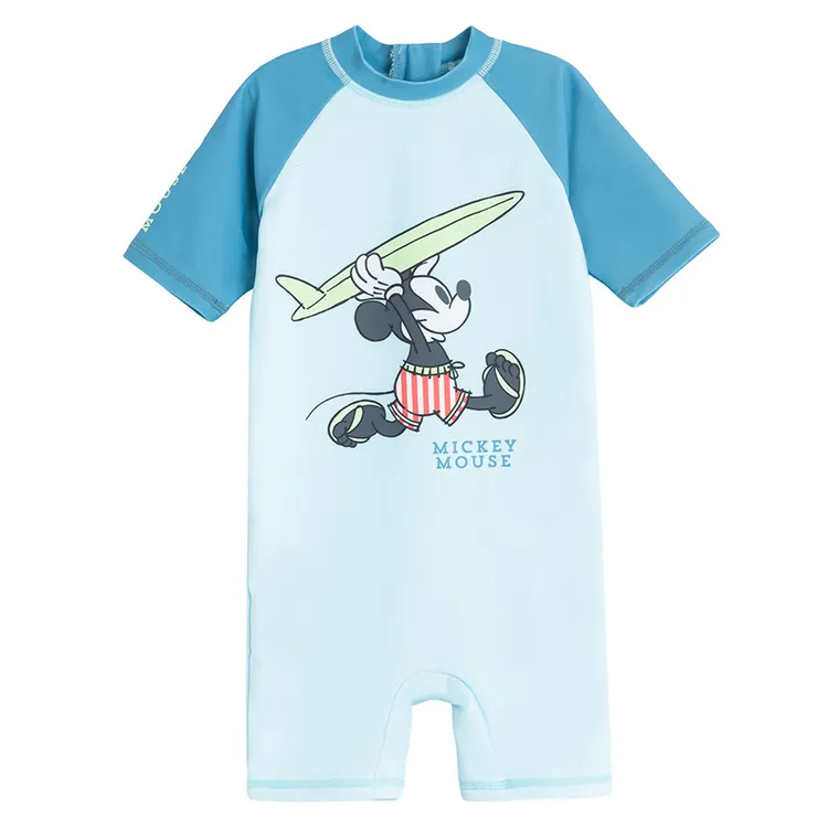 Cool Club, Costum de baie pentru baieti, turcoaz, UV 50, imprimeu Mickey Mouse