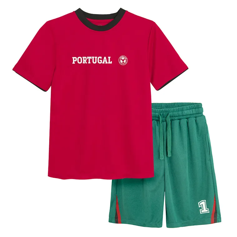 Cool Club, Fotbal set pentru baieti, Tricou, Pantaloni scurti, rosu-verde