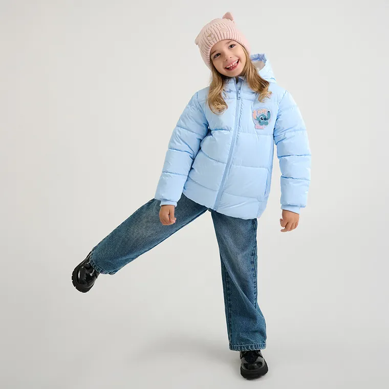 Cool Club, Geaca cu gluga pentru fete, calduroasa, albastru, imprimeu Lilo si Stitch