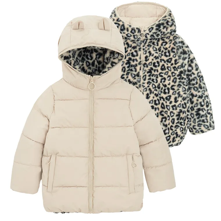 Cool Club, Geaca cu gluga pentru fete, calduroasa, bej