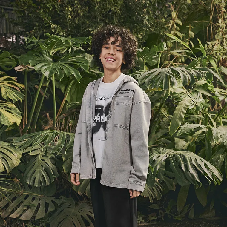 Cool Club, Geaca de blugi cu gluga pentru baieti, gri